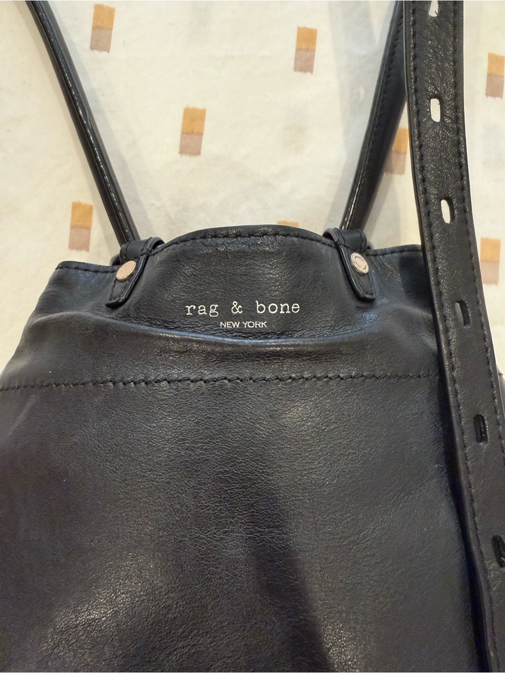 rag & bone Black Leather Drawstring Backpack - Picture 4 of 4